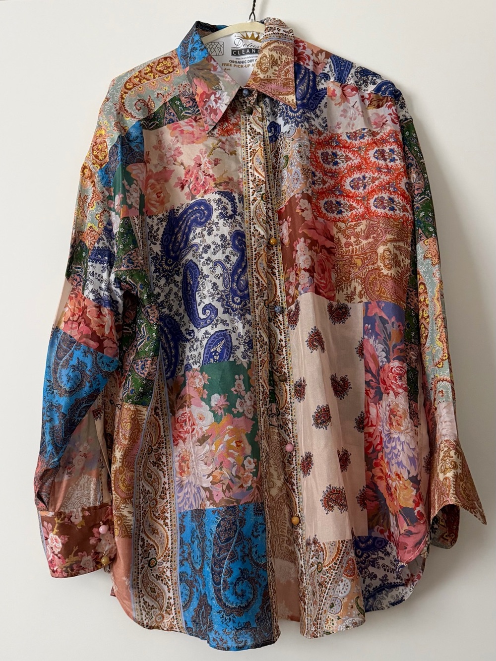 Zimmermann Silk Patchwork Blouse – Multicolor Paisley Floral (NWOT, Size 1